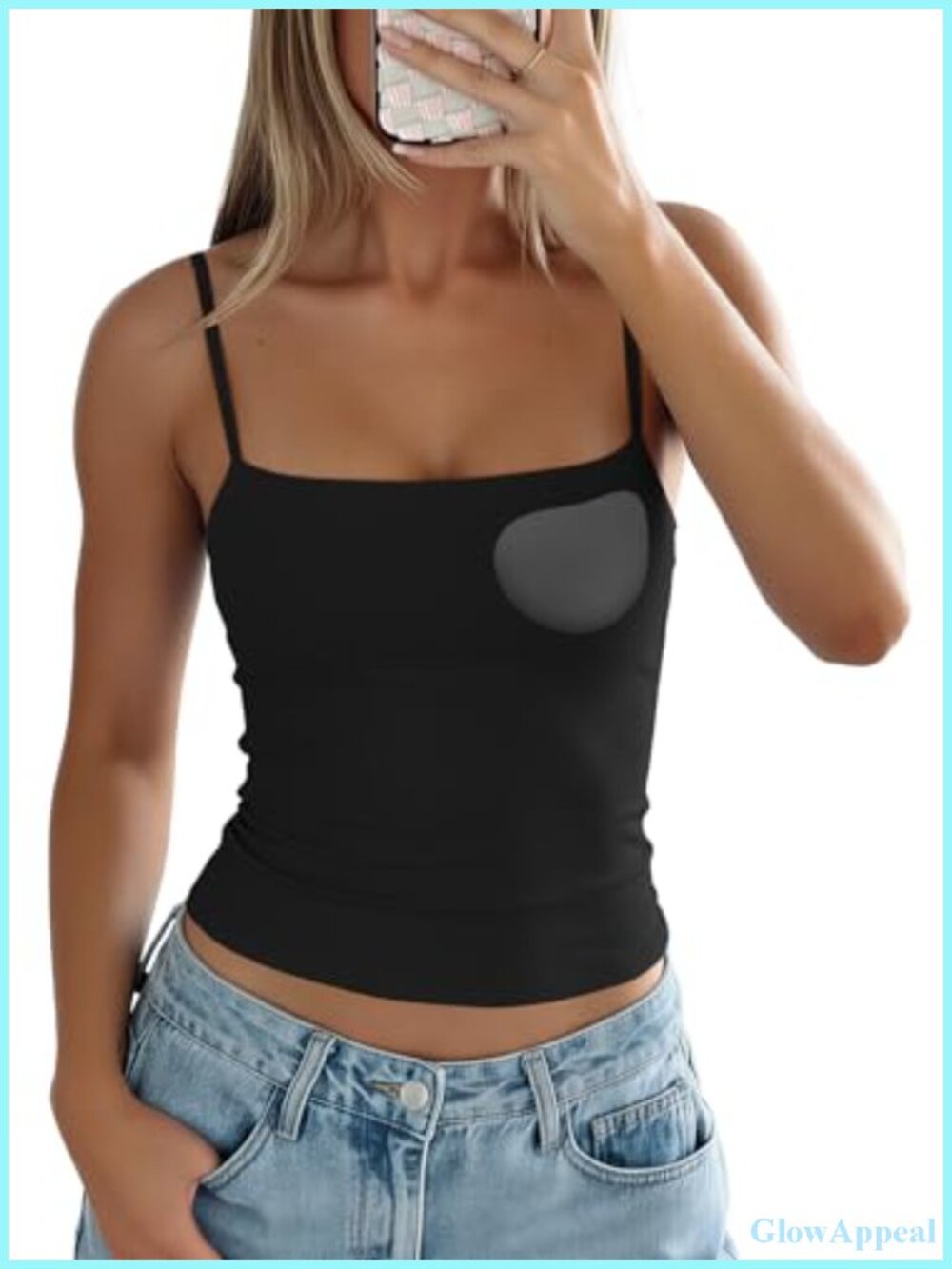 Women's Seamless Square Neck Cropped Tank Top with Built-in Bra